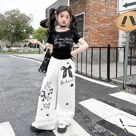 Girls Bowknot T-Shirt & Pants Two-Piece Set – Cute Kids Clothes Nepal | Tudoholic