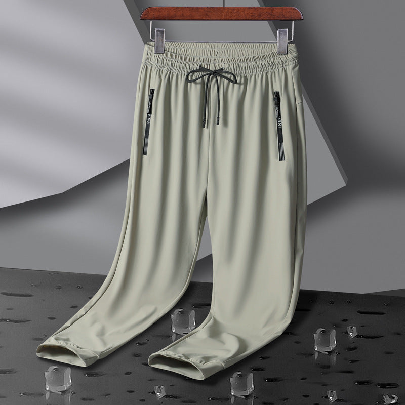 Plus Size Summer Ice Silk Pants – Quick-Dry & High Elasticit