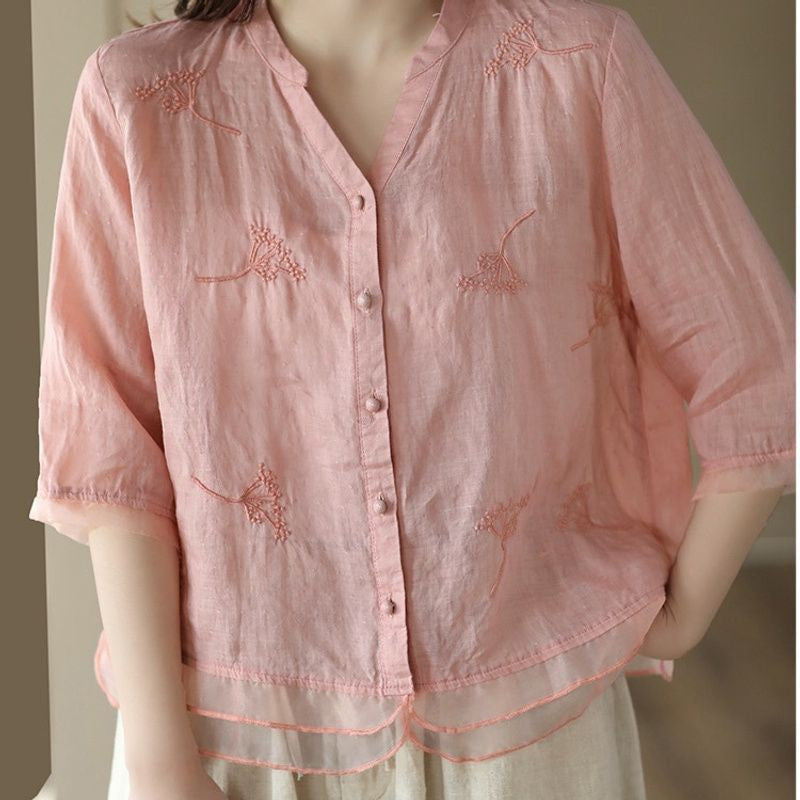 Embroidered Slim Cardigan Shirt