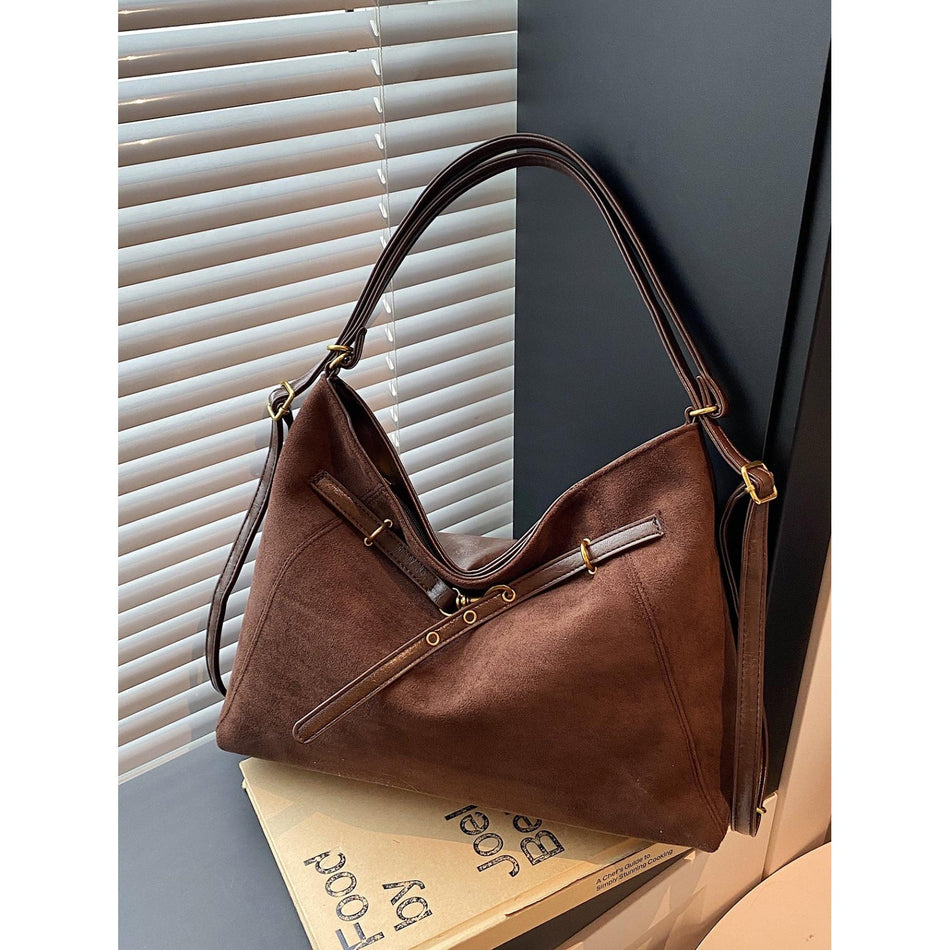 Retro High End Suede Tote Shoulder Crossbody Bag Women