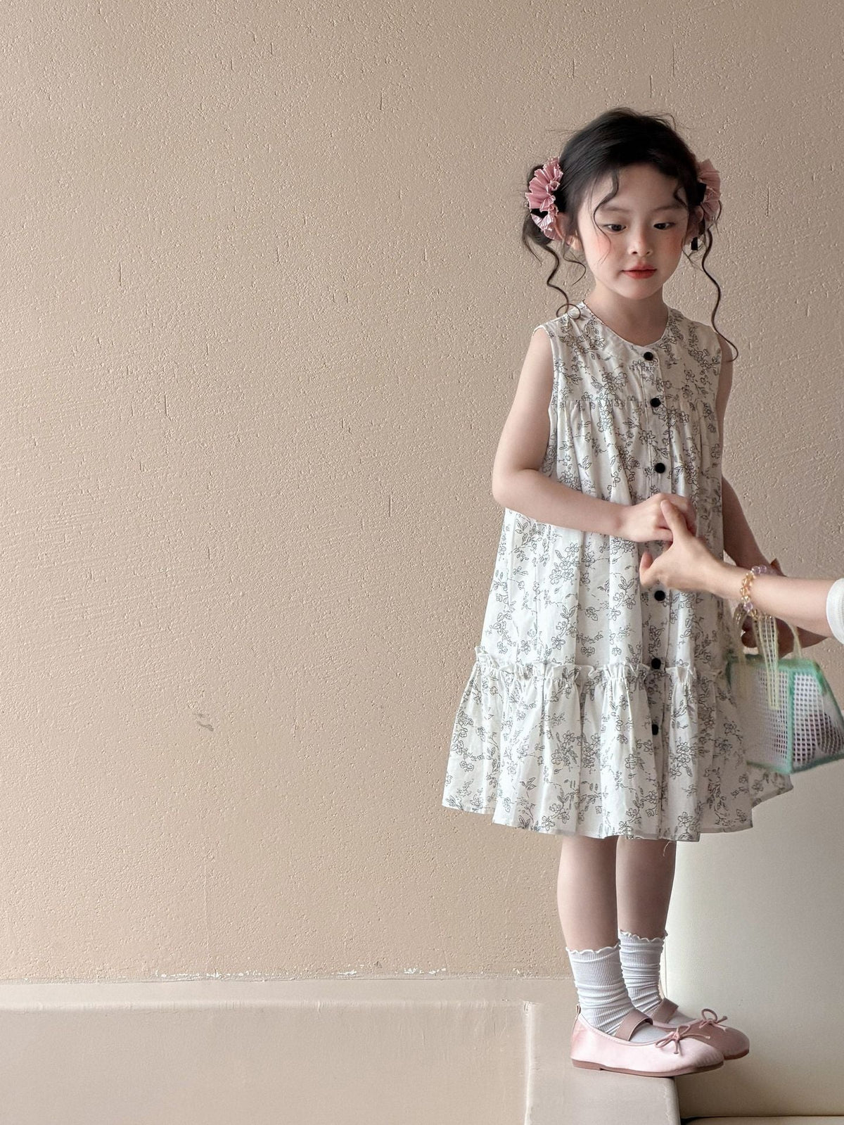 Girls Summer 2026 Korean Ink Print Floral Dress – Summer Kids Fashion Nepal | Tudoholic