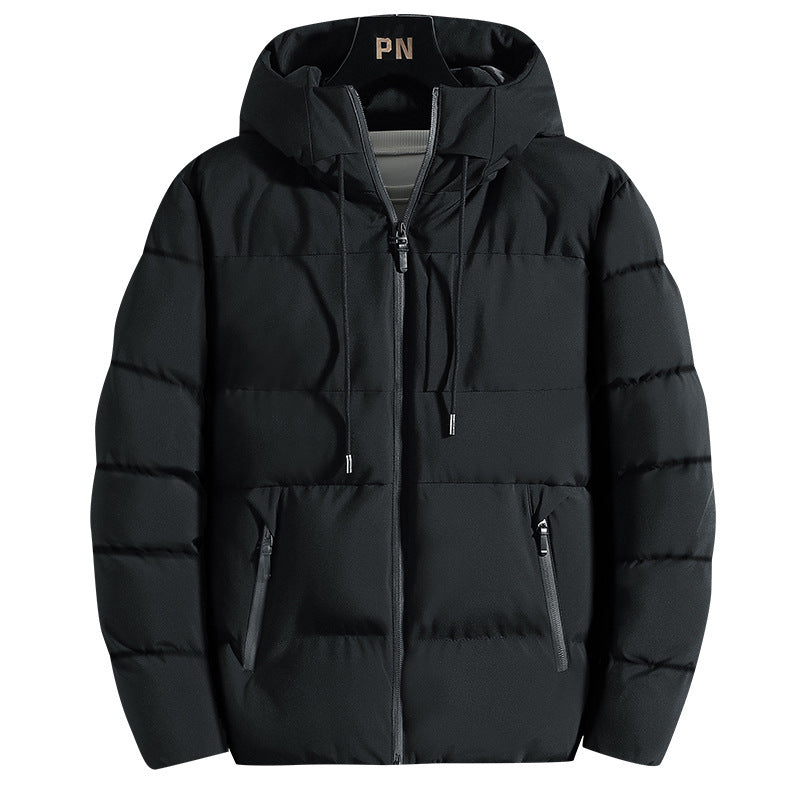 Men’s Winter Cotton-Padded Hooded Coat Versatile Down Jacket