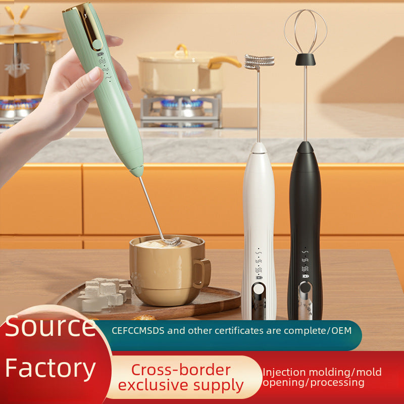 Electric Milk Frother  Handheld Mixer for Coffee & Eggs