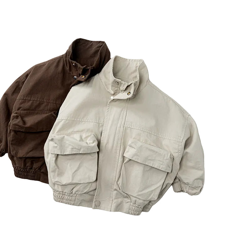 Kids Korean Style Cotton Workwear Jacket Spring Fall