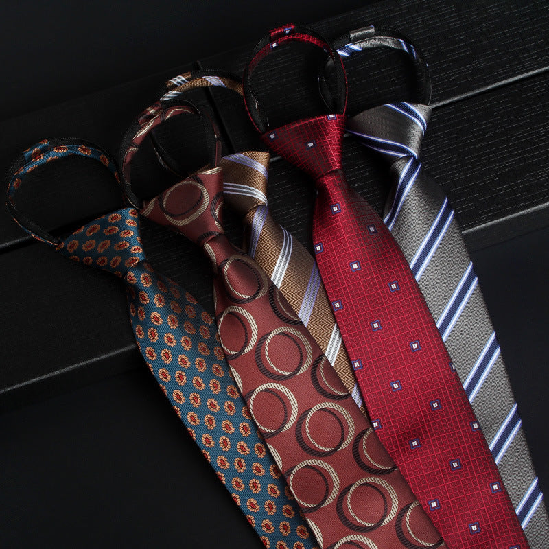 8cm Zipper Tie – Retro Striped Business & Wedding Wear