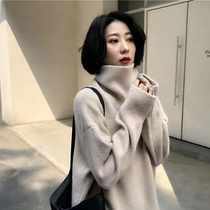 Women’s High Neck Turtleneck Knit Pullover Top