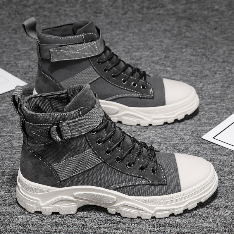 INSTOCK-Men's Canvas Martin Boots ‚ High-Top Korean Casual Style