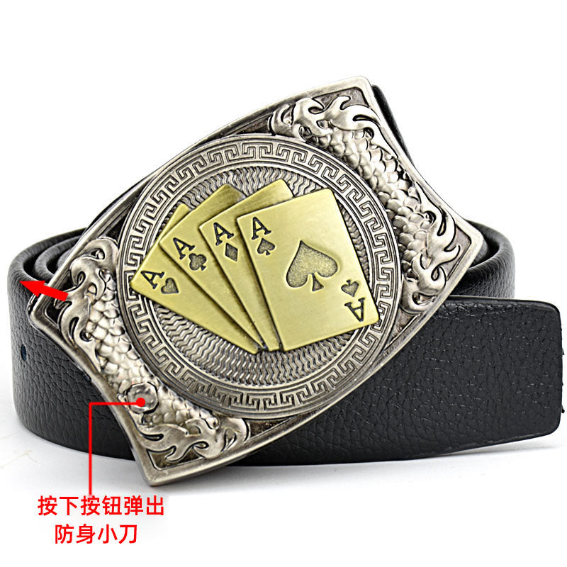 Personalized Knife-Style Leather Youth Belt