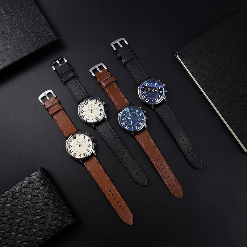 STOCK-Fashion Business Belt Men’s Retro Digital Quartz Watch
