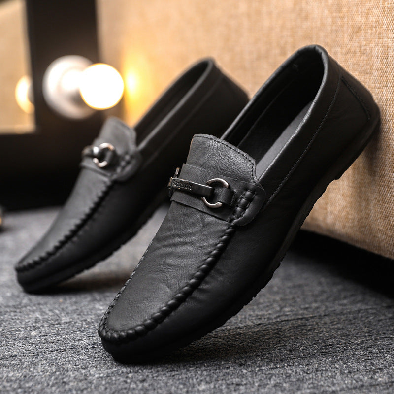 Men’s Low-Top Leather Loafers – Soft Sole Handmade Business Shoes
