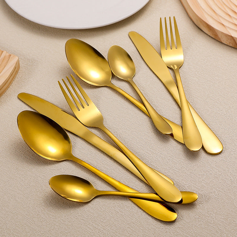 Golden Stainless Steel 24pc Knife Fork Spoon Gift Box Set