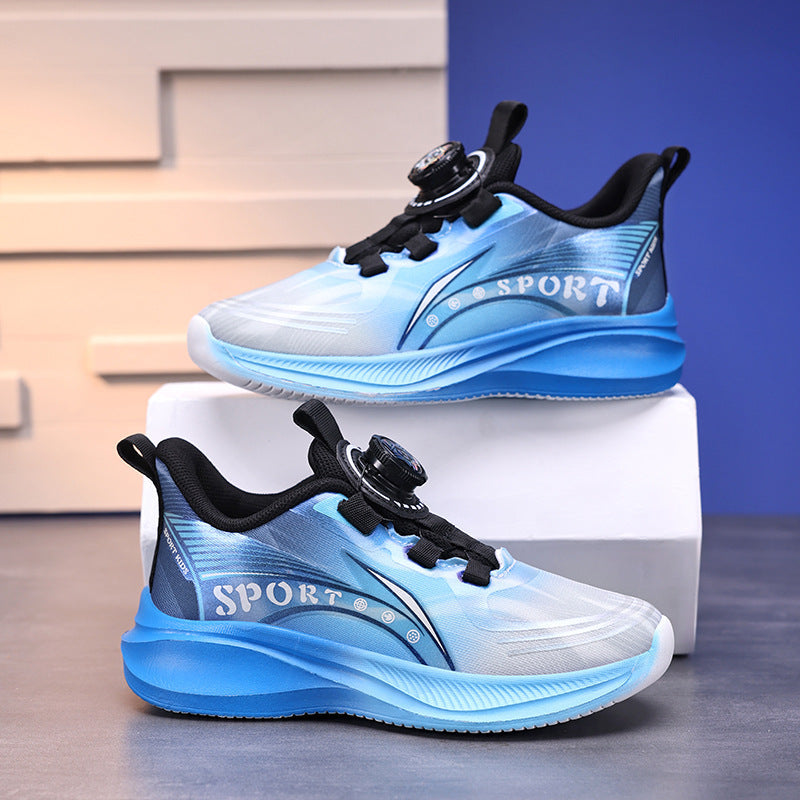 2025 Boys’ Rotating Buckle Sports Shoes Mesh Running Kids