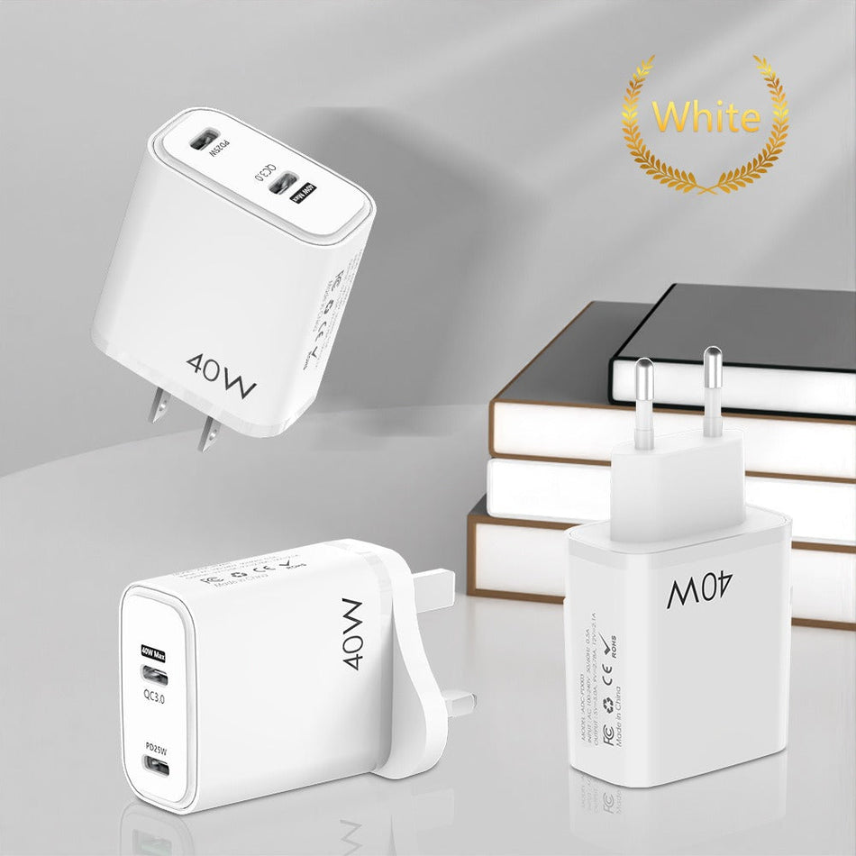 40W PD Multi-Port Fast Charger – EU & US Standard