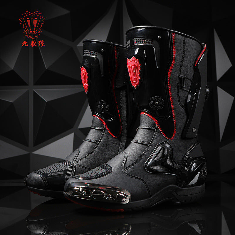 High-Top Off-Road Motorcycle Boots with Swivel Buckle
