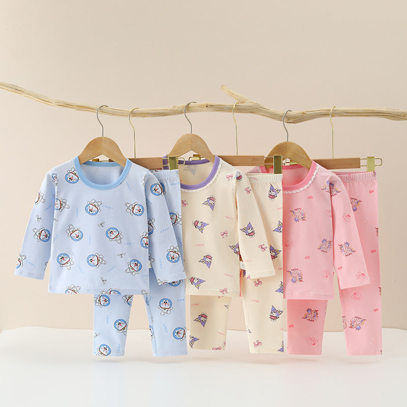 Kids Lycra Cotton Pajama Set Long Sleeve Home Wear