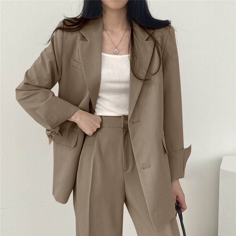 Women’s Brown Korean Style Suit Jacket – Spring Fall Fashion