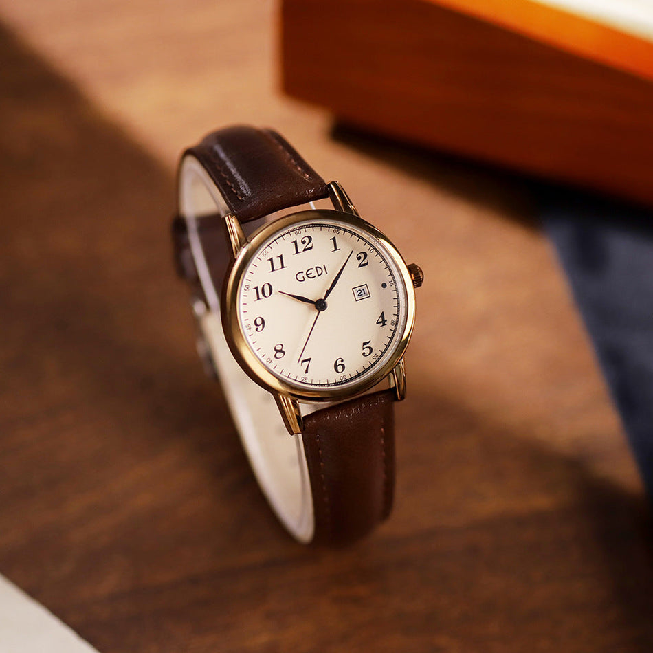 GEDI Retro Korean Women’s Quartz Round Belt Watch