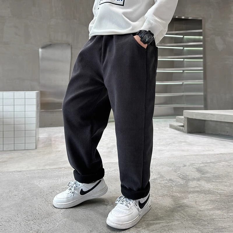 Boys Corduroy Fleece Pants | Winter Sports Warm Trousers