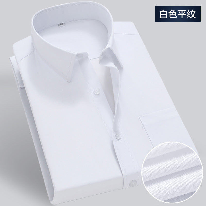 STOCK-Men’s White Long-Sleeve Shirt – Classic Casual Button Down