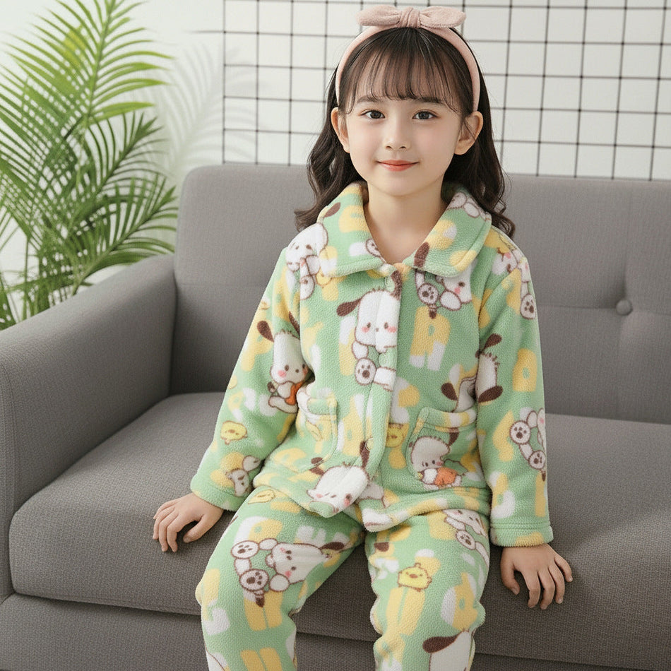 Flannel Kids Pajama Set for Autumn & Winter