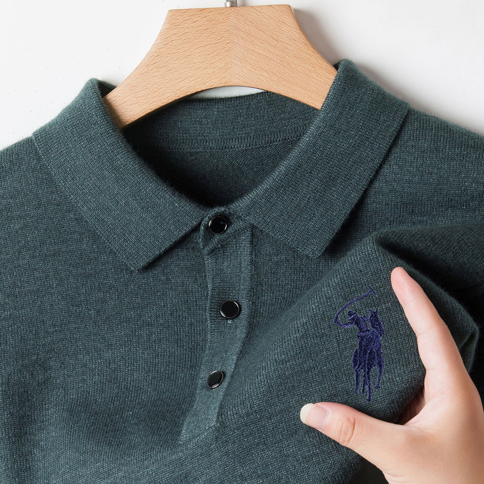 STOCK-Men’s Imitation Cashmere Polo Sweater – Autumn Winter 2025