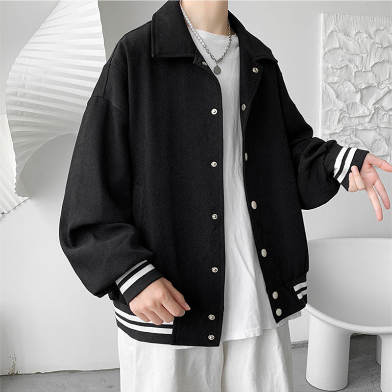 STOCK-Baseball Suit Jacket – Spring Trendy Solid Color Retro