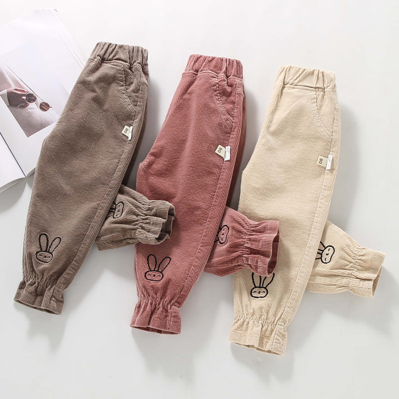 Girls' Corduroy Pants Spring Autumn Rabbit Design Casual
