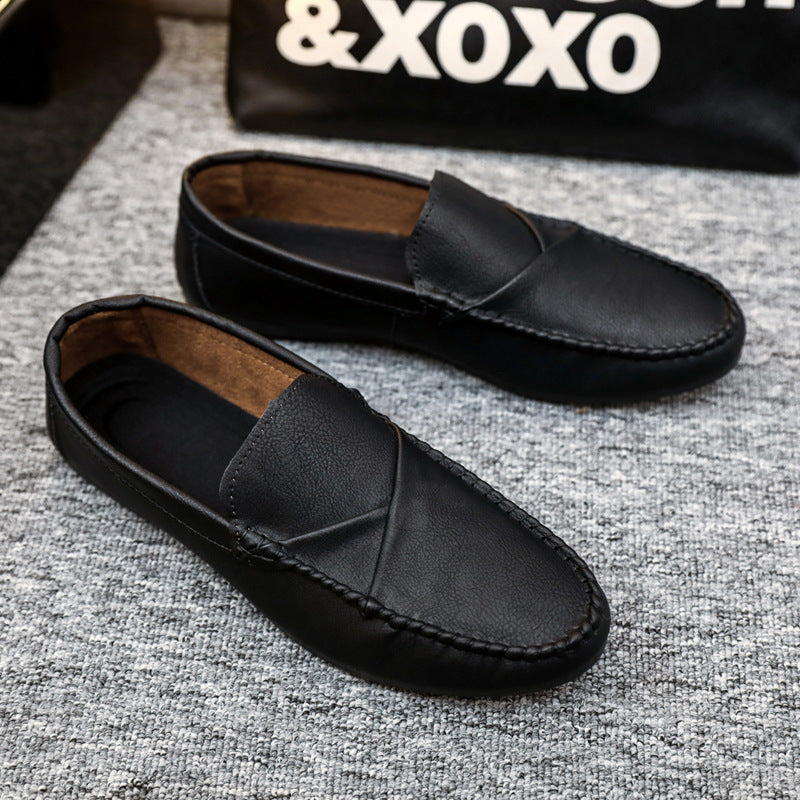 Men’s Summer Leather Loafers – Soft Sole Casual Korean Shoes