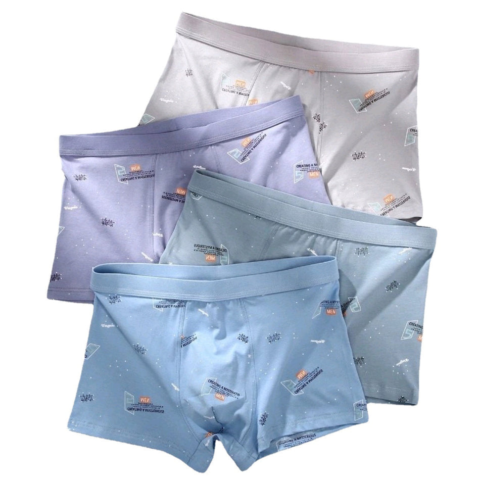 (4-Pack)-Cotton Boxer Shorts Breathable & Loose Fit for Men