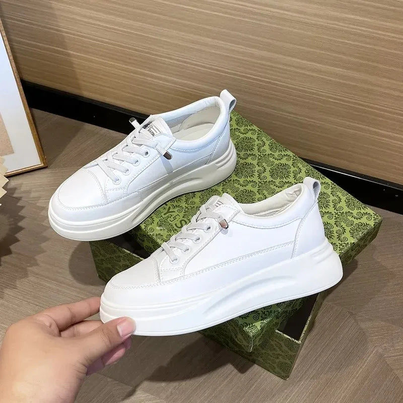 Women’s Genuine Leather White Sneakers – Stylish & Comfortable