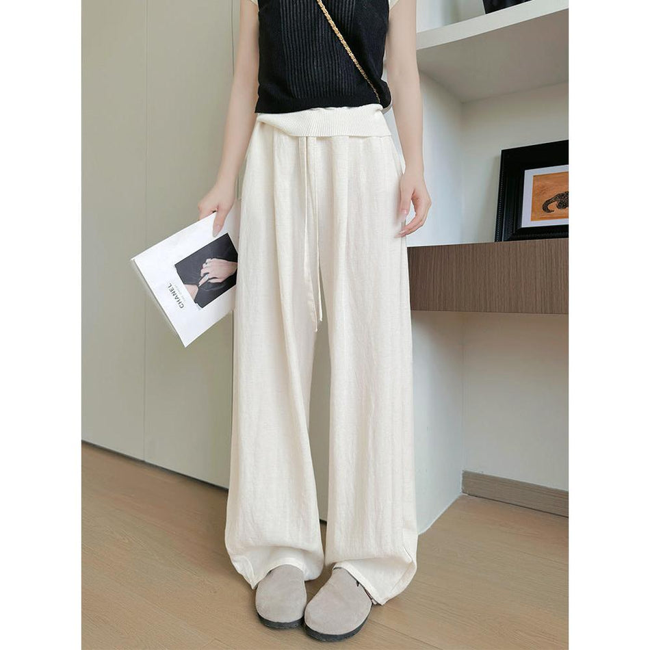 Tencel Linen Pleated Wide-Leg Pants
