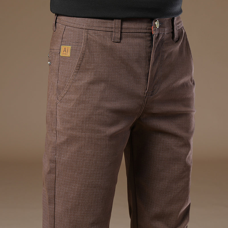STOCK-Men’s Pure Cotton Slim Straight Pants –  Business Casual
