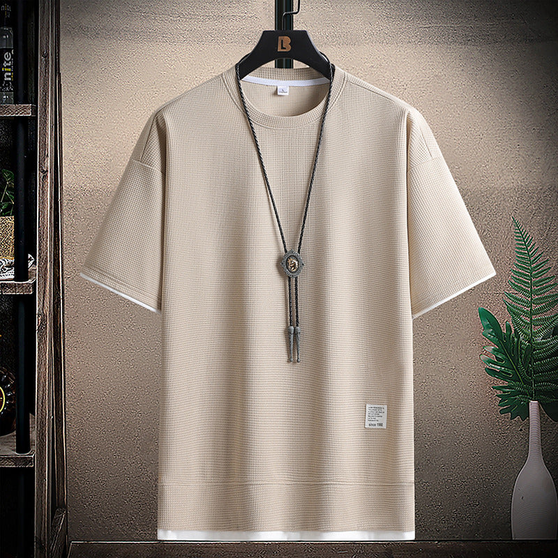 Men's Ice Silk Waffle Two-Piece Style T-Shirt