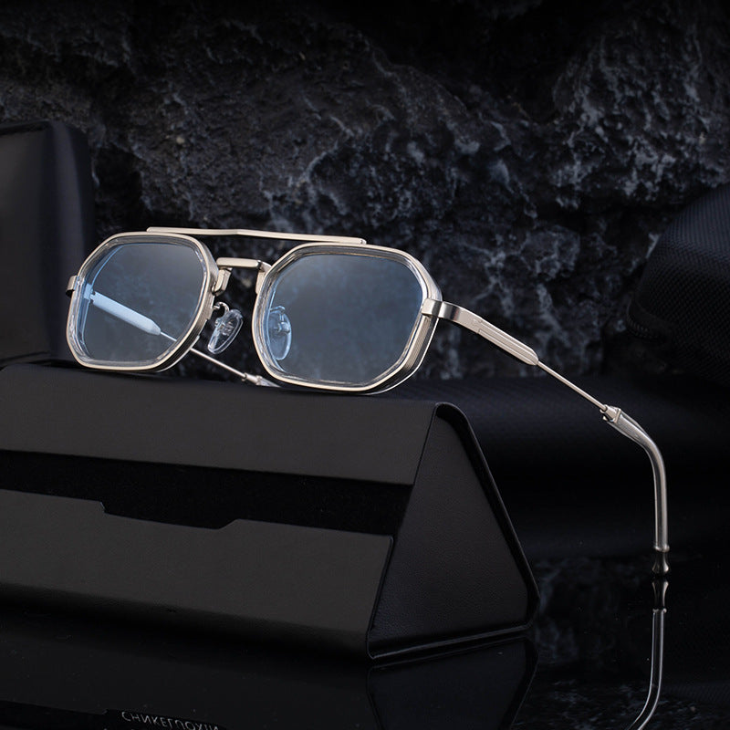 2025 Small Frame Retro Sunglasses – Men’s Double Beam
