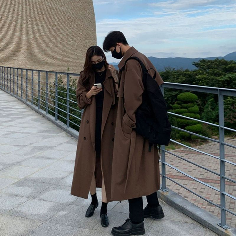 Men’s Over-the-Knee Trench Coat | Korean-British Style