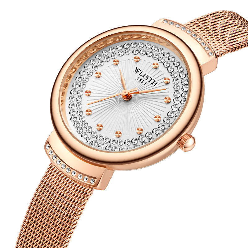 WALIS Diamond Mesh Strap Watch – Waterproof Luxury Design