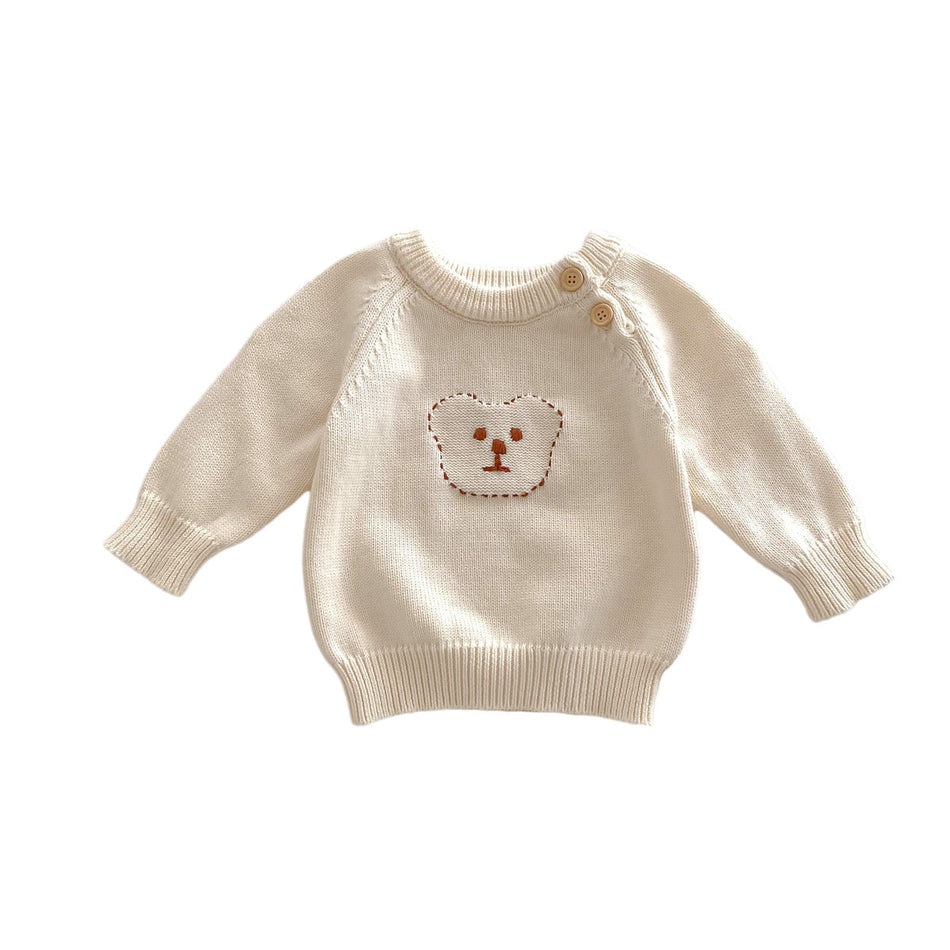 Kids Korean Bear Embroidered Sweater Autumn Winter
