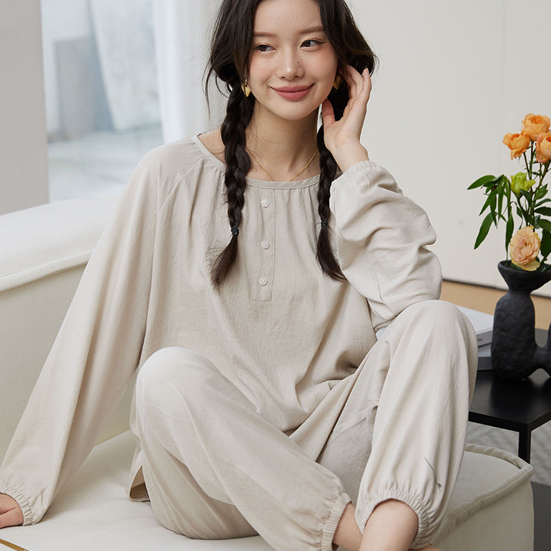 Spring Solid Color Pajama Set for Women