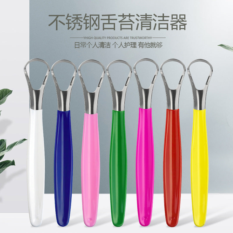 Rubber Handle Stainless Steel Tongue Scraper