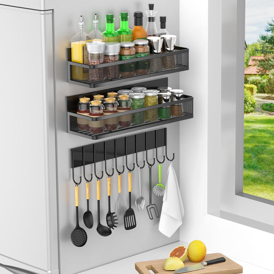 Punch-Free Magnetic Side Rack – Multi-Functional Kitchen Storage