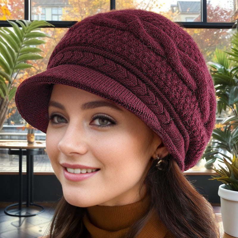 Warm Knitted Beret Hat with Ear Protection