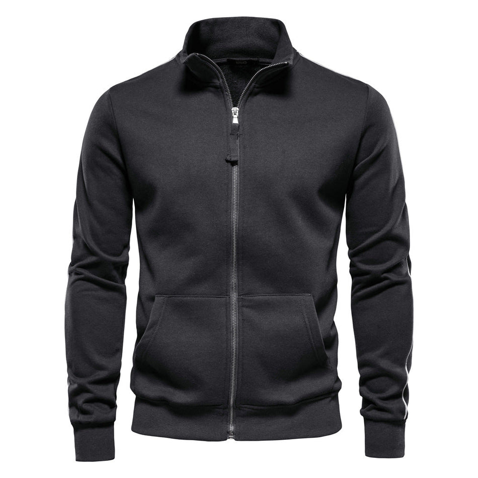Men’s 2024 Stand Collar Zipper Long Sleeve Sports Sweater