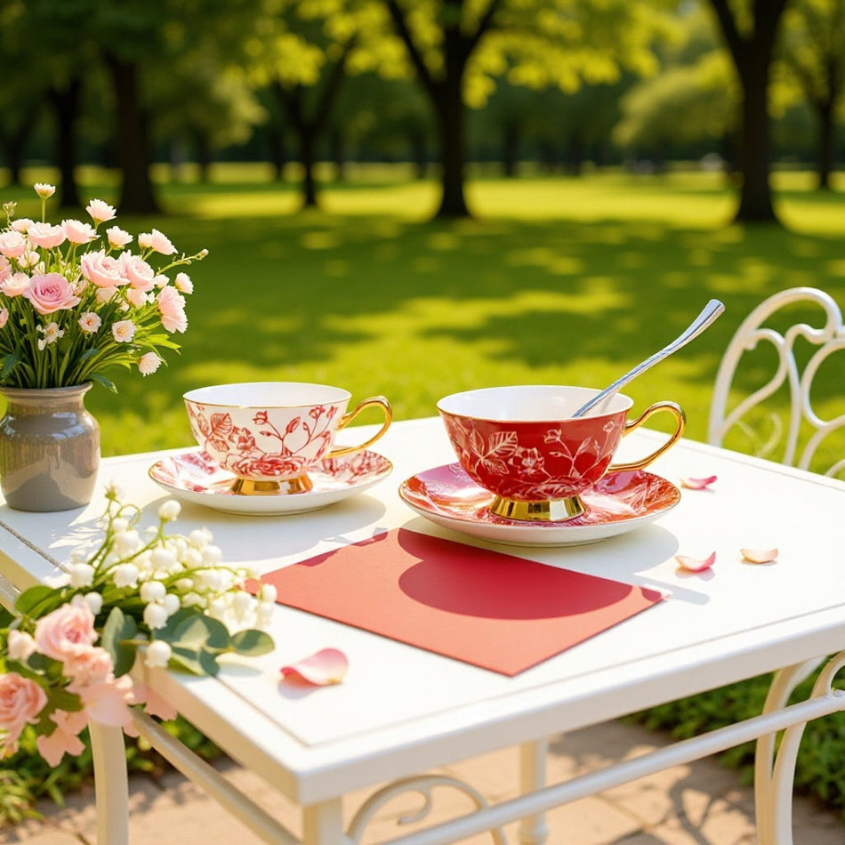 Bone China Coffee Cup & Saucer Set for Birthday & Tea