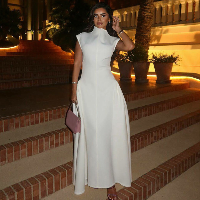 Solid Sleeveless Waist Detail Dress