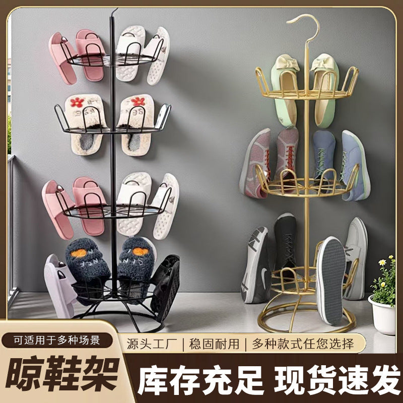 Rotating Multi-Layer Iron Shoe Rack Floor-Standing Outdoor