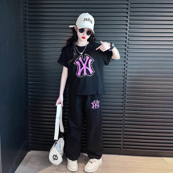 Girls Letter Straight Pants Summer Set – Baby & Children's Outfits – Image 7