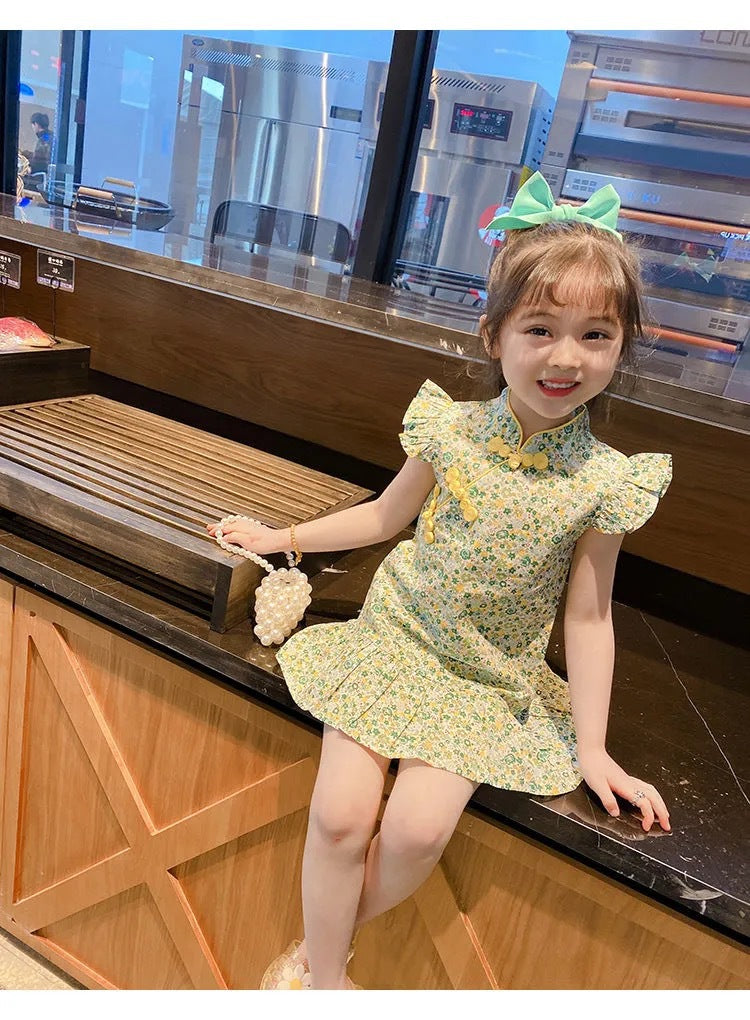 Girls Han Dynasty Cheongsam Dress Summer 2024 – Summer Kids Fashion Nepal | Tudoholic