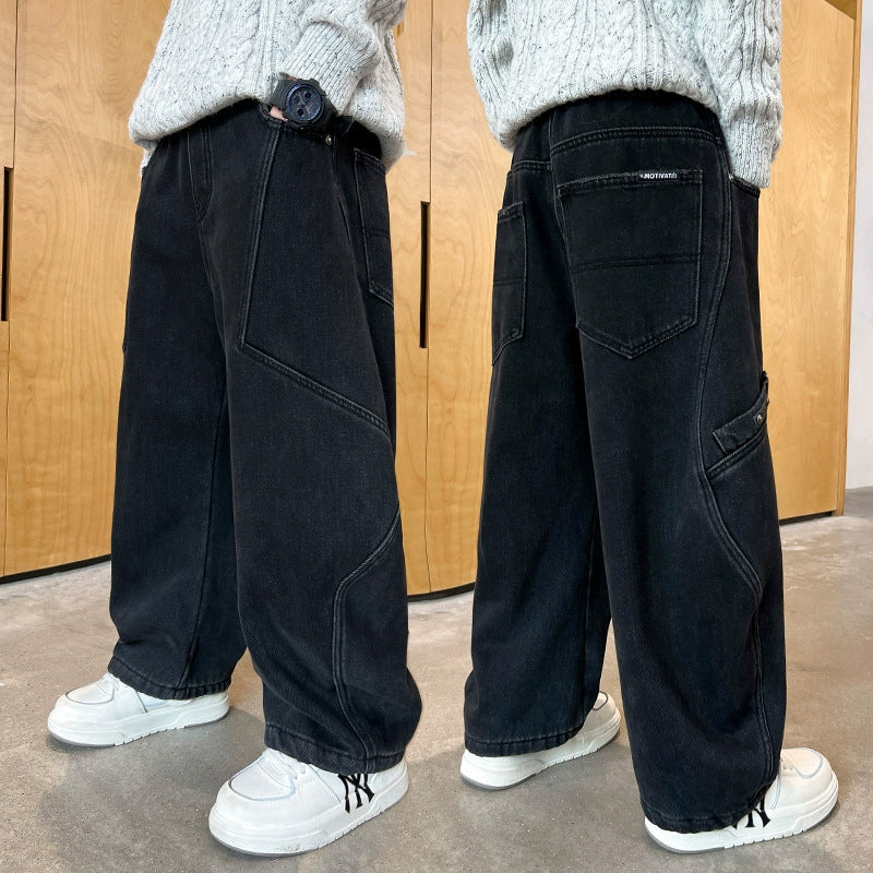 Boys’ Loose Fit Jeans – Stylish Korean Straight Pants