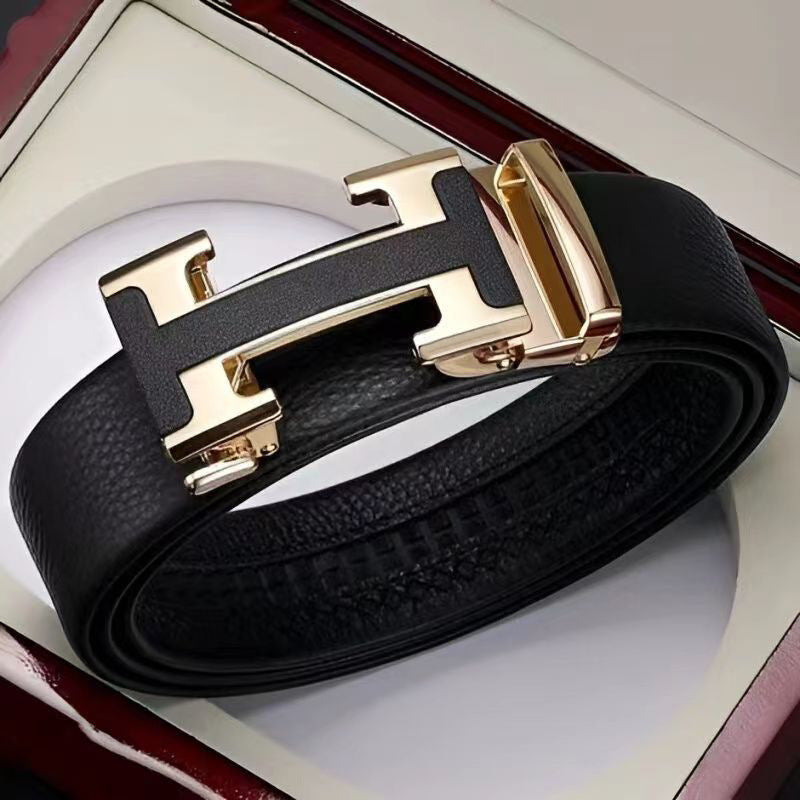 Men’s Genuine Leather Belt – Automatic 8-Shaped Buckle