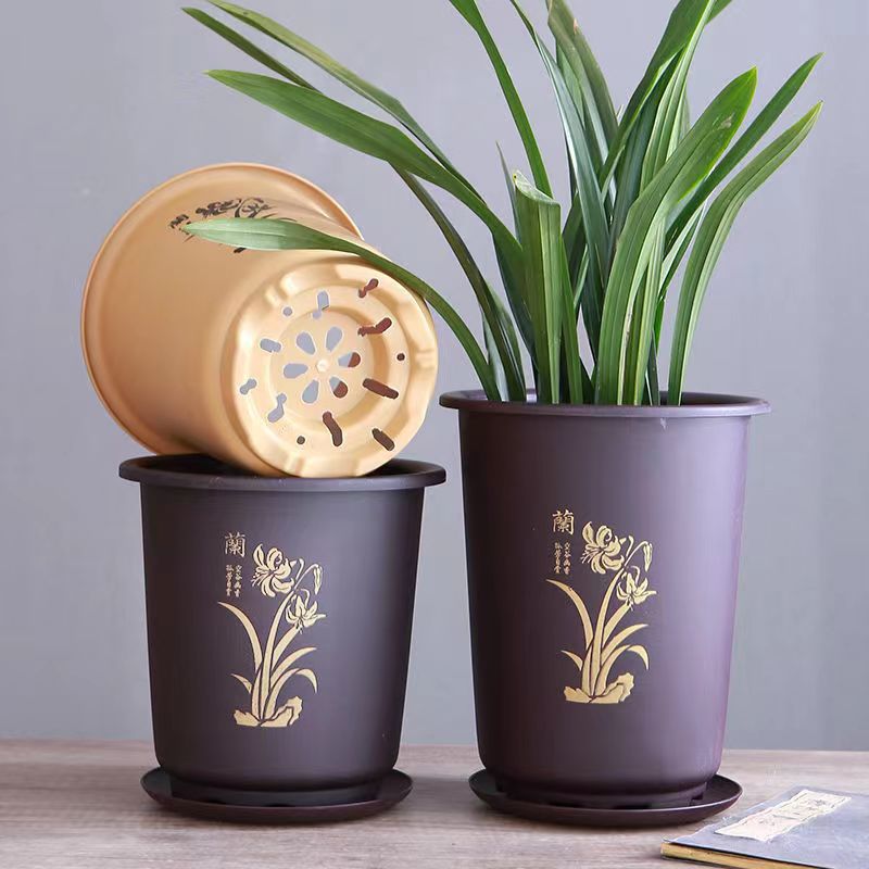 Thickened Resin Orchid Flower Pot – Ceramic Style